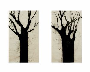 04 Cuando estaba allá, 200x120cm cada uno, carbón sobre papel amate, montados sobre bastidor, 2004