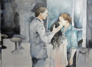 02 Mónica Dower Secuencia Cafe Muller de Pina Baush, acuarela sobre papel, 74 x104 cm, 2013