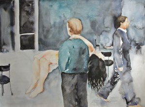 03 Mónica Dower Secuencia Cafe Muller de Pina Baush, acuarela sobre papel, 74 x104 cm, 2013