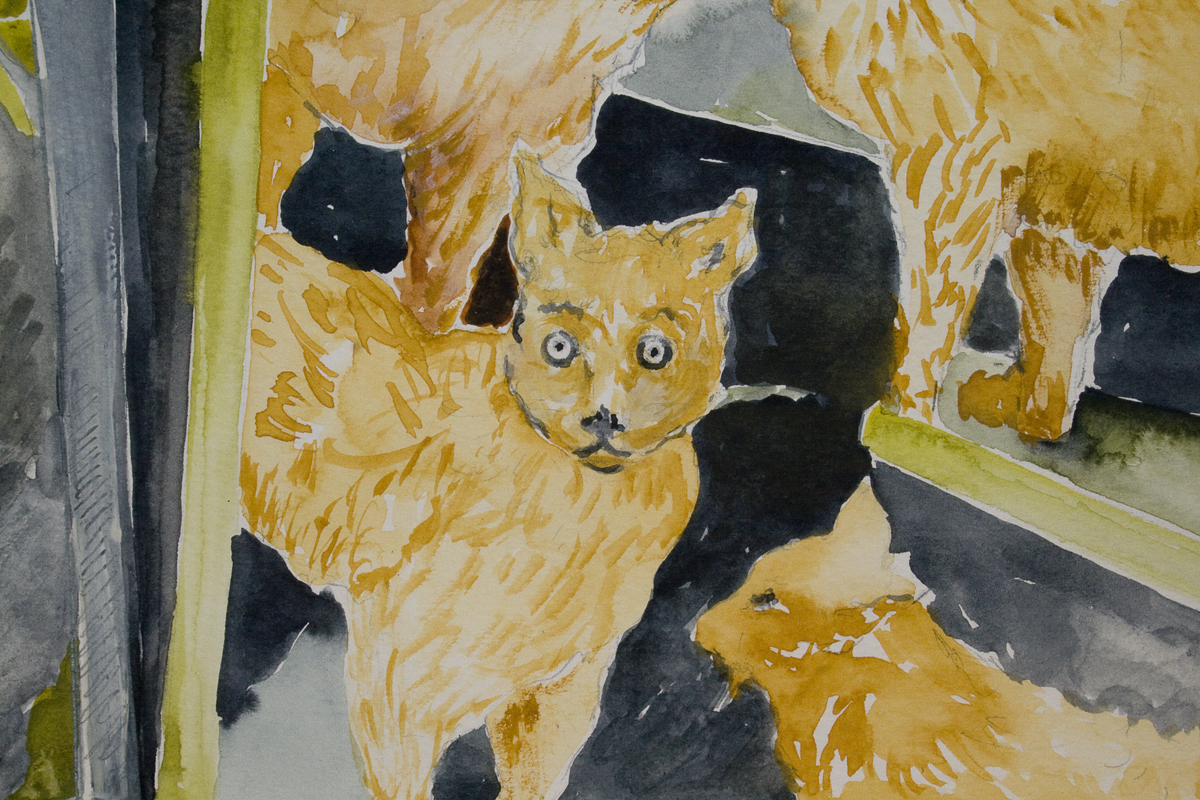 La Jetée 1 de Chris Marker_38 x144_acuarela sobre papel_2012_detalle3