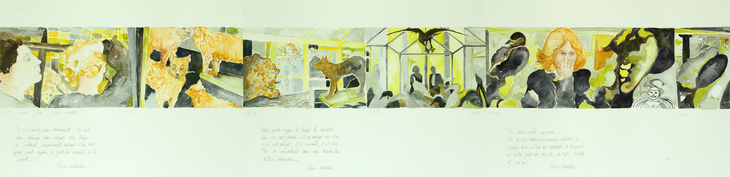 La Jetée de Chris Marker_38 x144_acuarela sobre papel_2012_baja